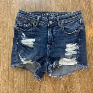 American Eagle Outfitters Dark Blue Distressed Denim Shorts size 26